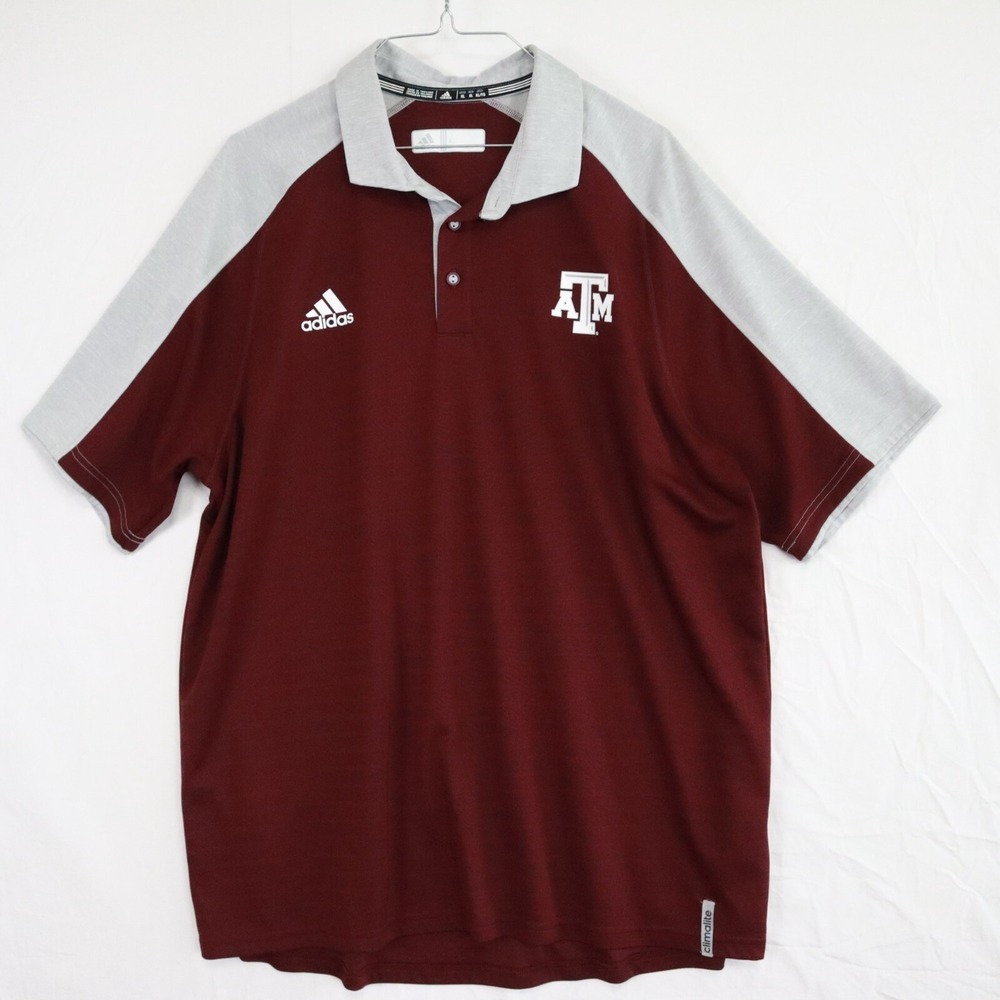 Texas A&M Polo Shirt Mens XL Adidas‎ Climalite Performance Golf Short Sleeve